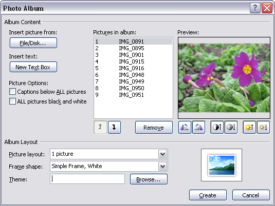 PowerPoint 2007: Photo album