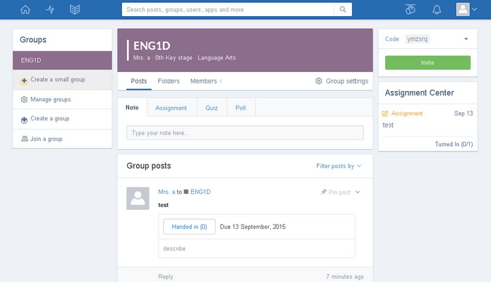 Screenshot of Edmodo interface