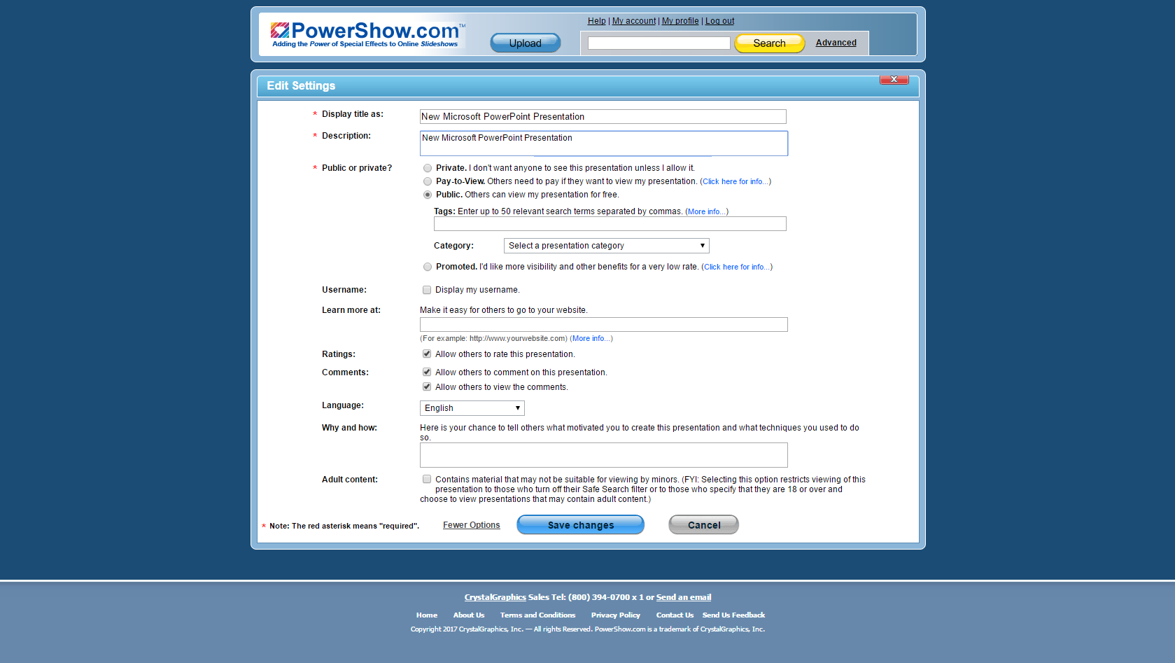 Powershow.com edit settings