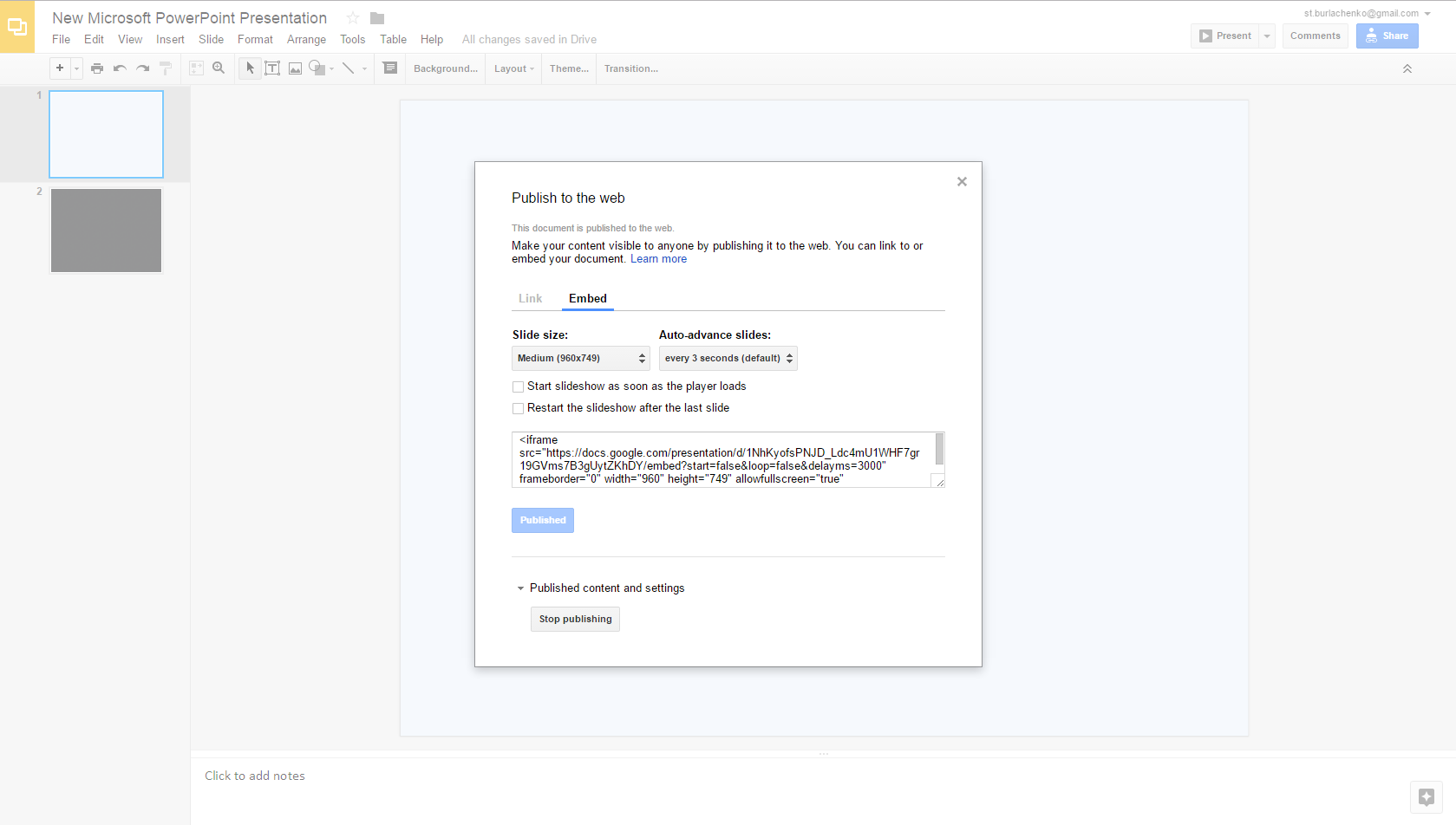 Google Drive embedding options