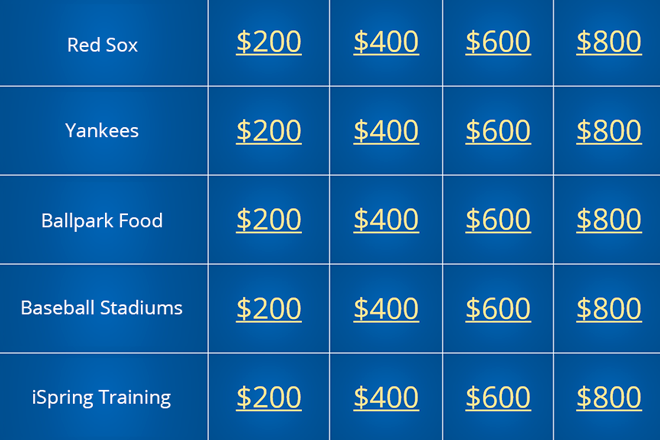 Jeopardy game board