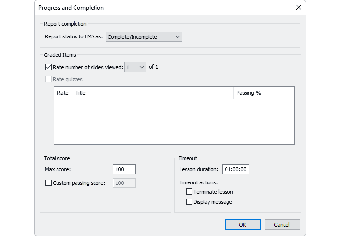 iSpring Free reporting settings