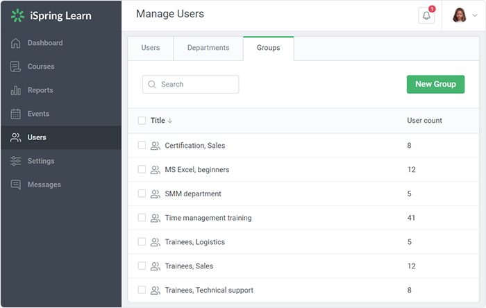 Groups in iSpring Learn