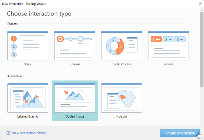 Select an interaction type