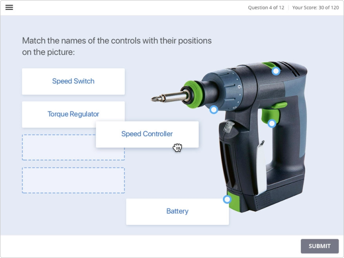 A drag and drop task created in PowerPoint with iSpring Suite