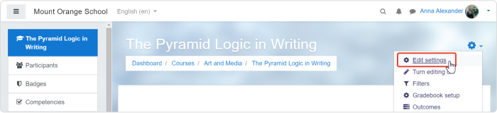Edit course settings in Moodle