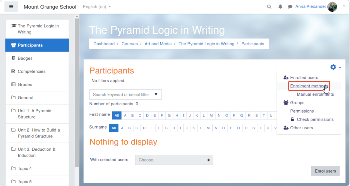 Enrolment methods in Moodle