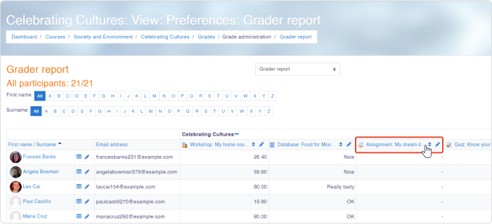 Grading assignments in Moodle