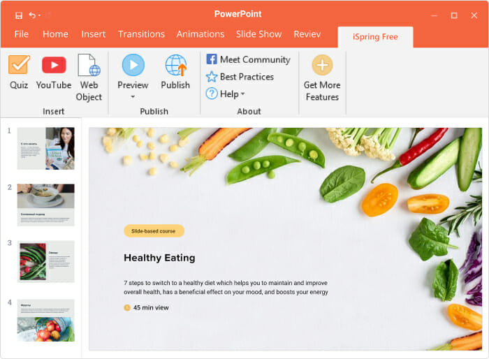 iSpring Free SCORM authoring tool