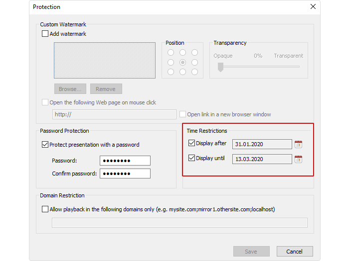 Prtotectiing PPT slides by
 restricting time