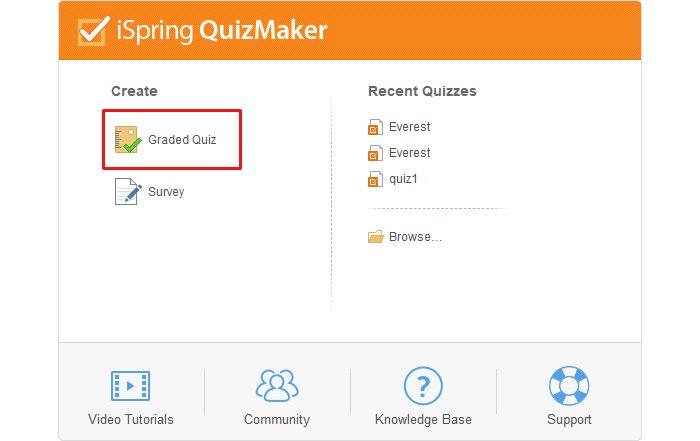 iSpring QuizMaker lets to create quizzes and surveys