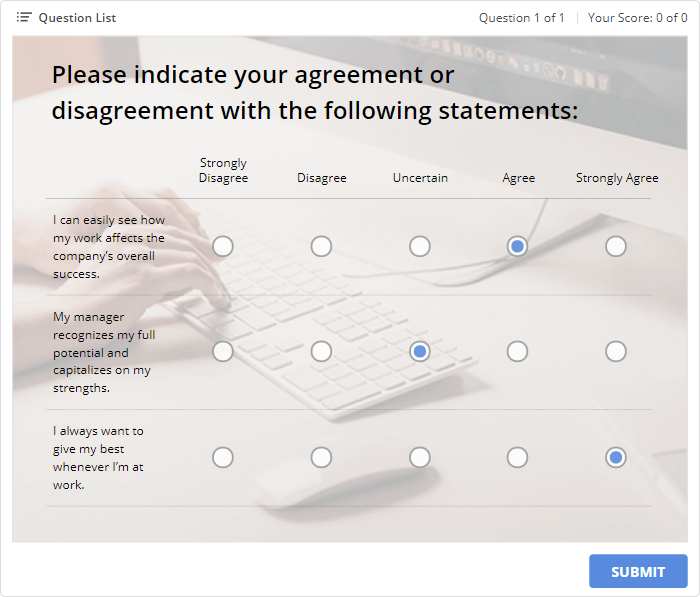 Likert scale question in iSpring Suite