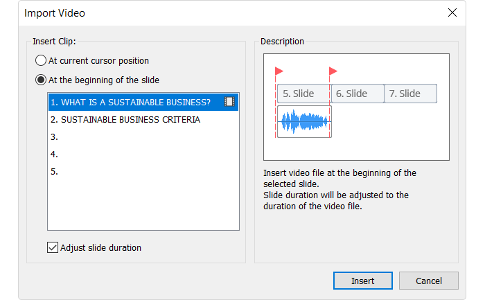 Import Video window in iSpring Suite