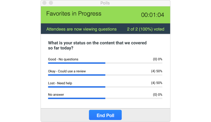 Interactive polls in Zoom