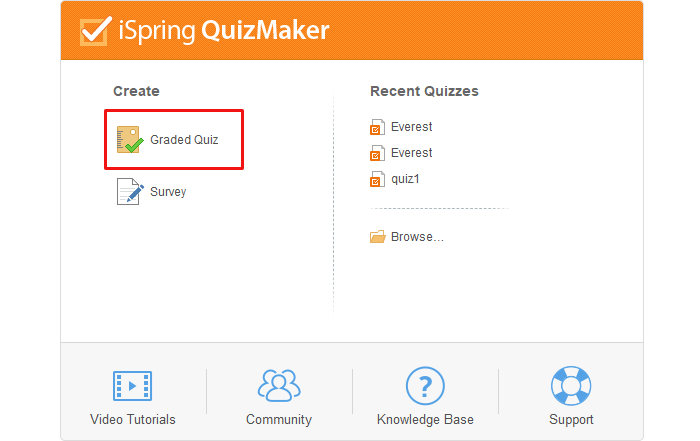 Choosing graded quiz type