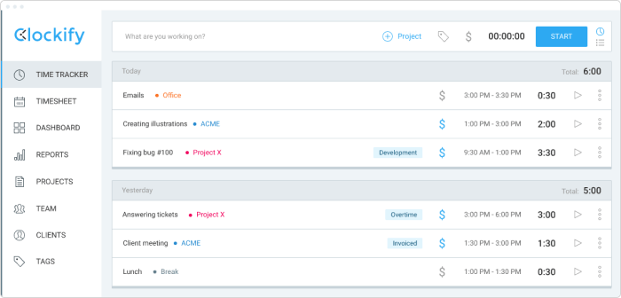 Clockify for remote working