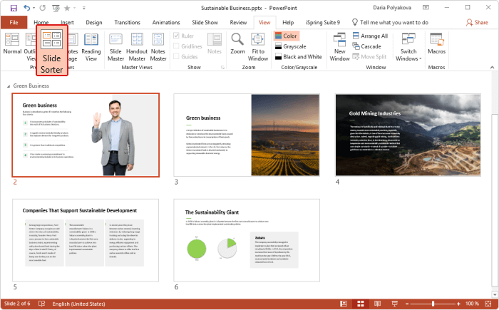 Slide Sorter in PowerPoint