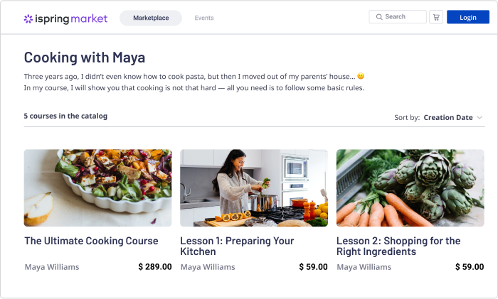 Online course promotion on iSpring Market selling platform