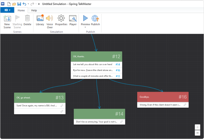 Branching scenarios in iSpring Suite