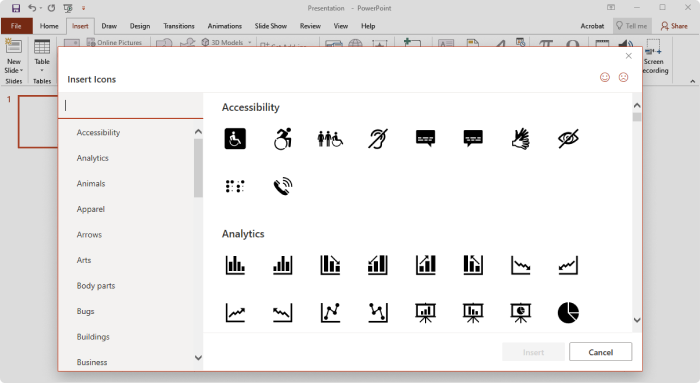 Adding icons to PowerPoint