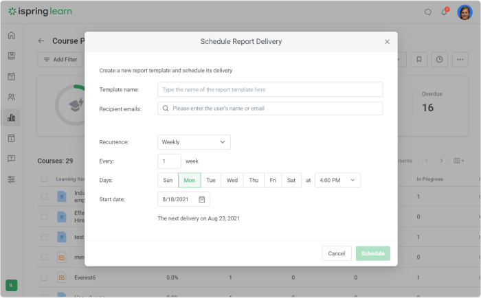 Schedule Report Delivery