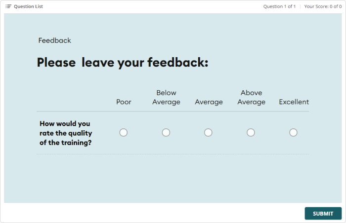 Course evaluation