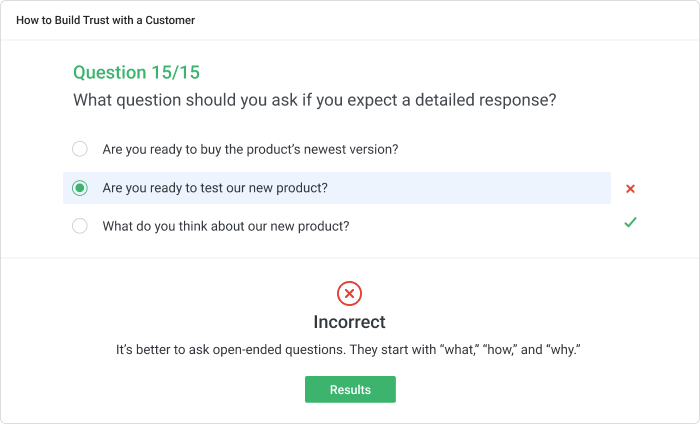 Answer feedback in iSpring Learn