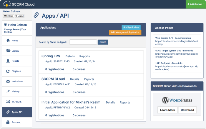 SCORM Cloud Apps