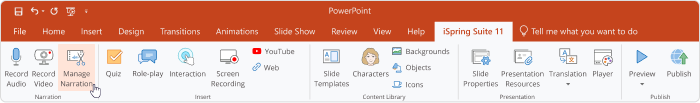 Manage Narration in iSpring Suite