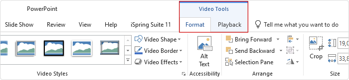 Video tool in PowerPoint