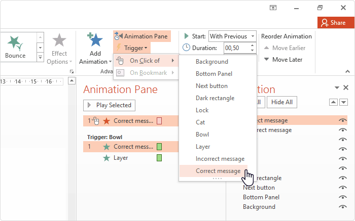 Adding a trigger on click