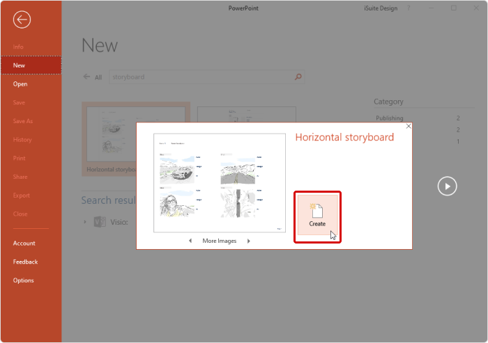 A screenshow describing how to open PowerPoint storyboard templates