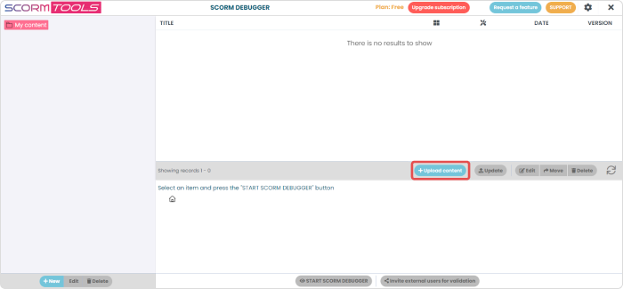 Uploading content to the SCORM Tools platform