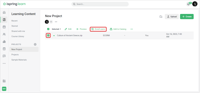 Enroll users in iSpring Learn