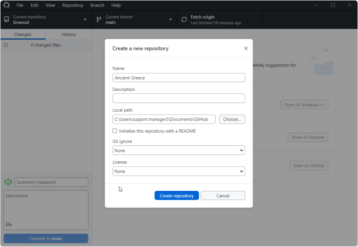 Create New Repository with GitHub Desktop