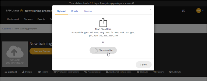 Add a SCORM module in LMS