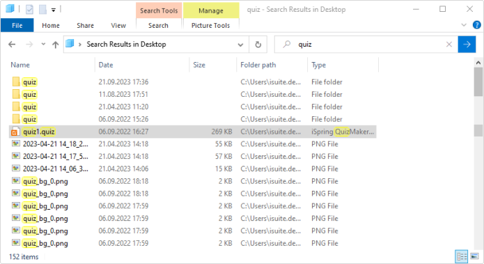Search sample for quiz1.quiz files